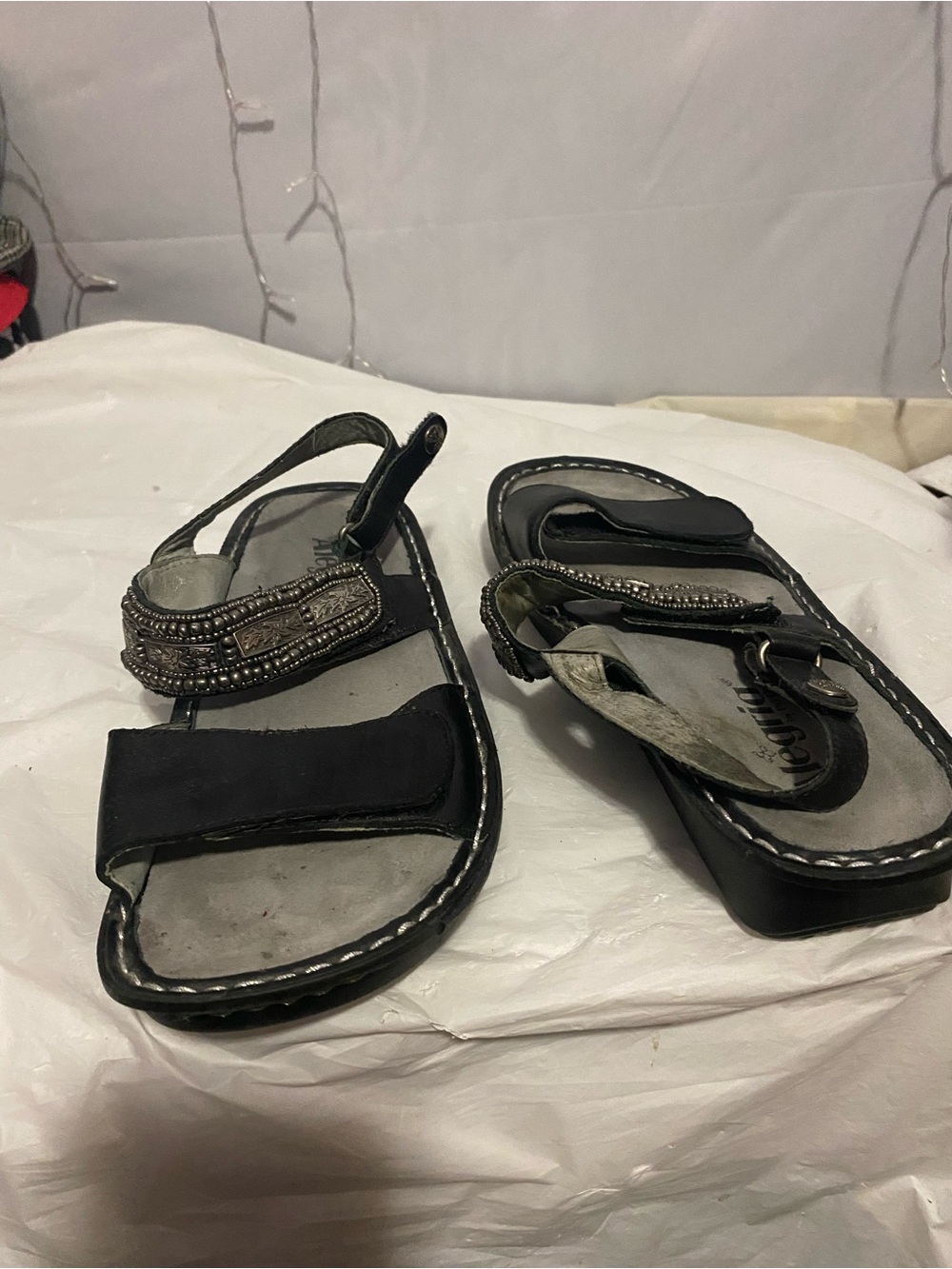 Black Beaded Comfort Strap Women’s Sandals